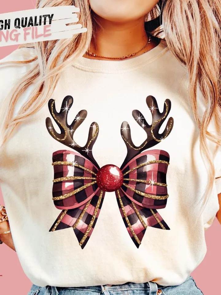 Christmas Coquette Bow Png, Coquette Christmas Png, Reindeer Bow Png, Christmas Sublimation Design, Christmas Shirt Design, Santa Png