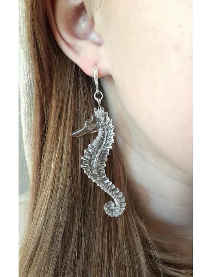 Seahorse earrings, Seahorse long earrings, Seahorse gift for girls