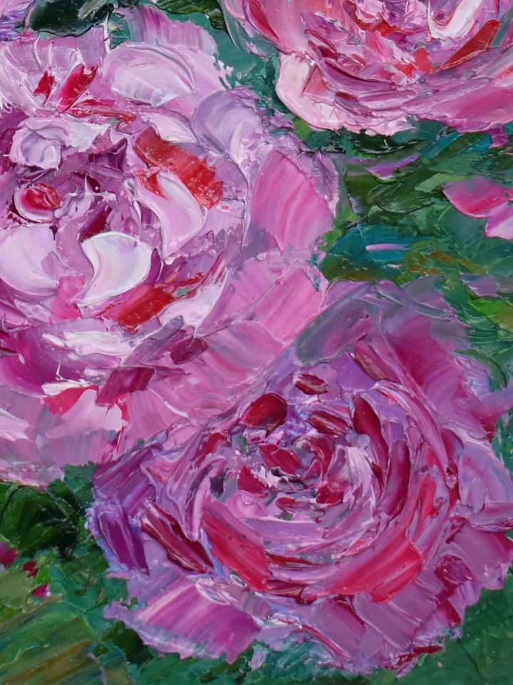 Peony oil painting Flower artwork Pink Peones wall art Froral Original Art by Juliya JC