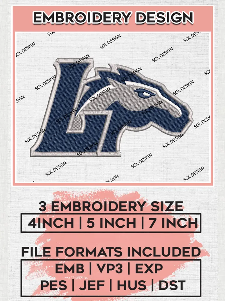 Longwood Lancers Embroidery Designs, NCAA Logo Machine Embroidery Files, NCAA Longwood Lancers Logo, NCAA Embroidery Designs, Machine Embroidery Designs, Digital Download