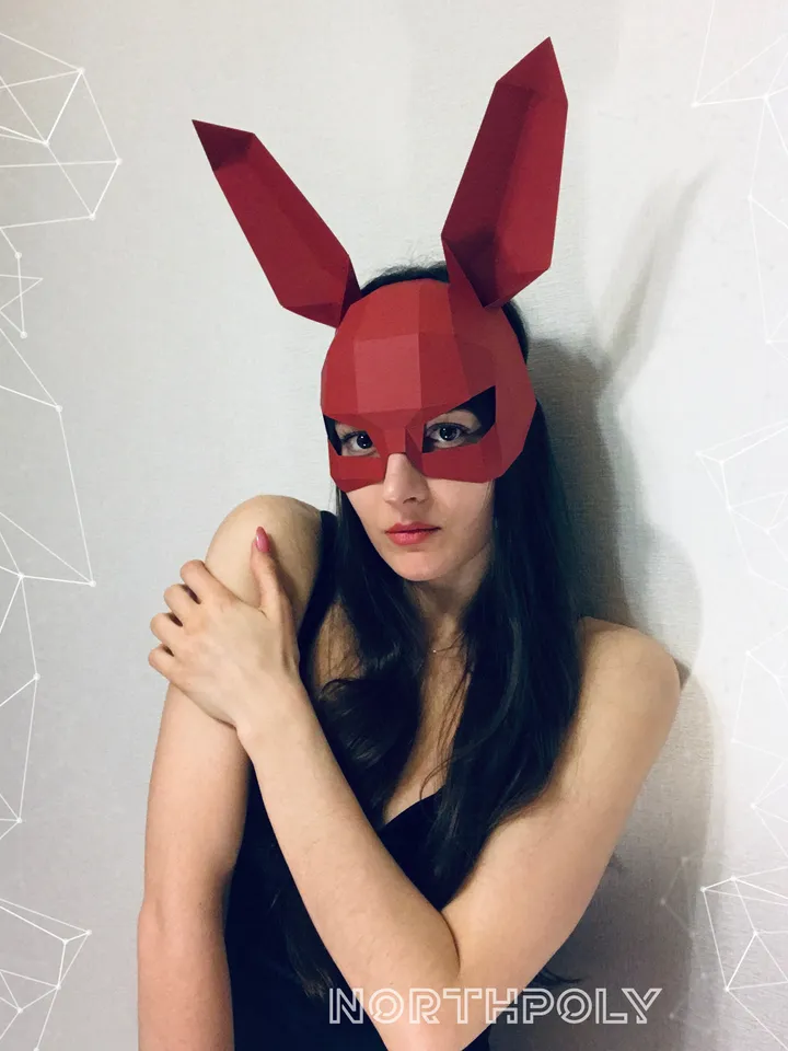 Rabbit Mask Papercraft, Digital Template, PDF Download, Gurko, 3D Low Poly Animal Mask, DIY Origami, Pepakura, Paper Mask, DIY Costume