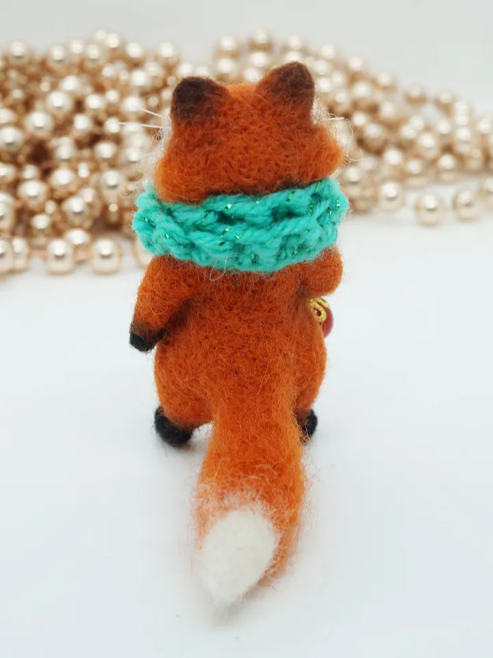 Fluffers the fox, miniature needle felted animal, gift for Christmas, made to order
