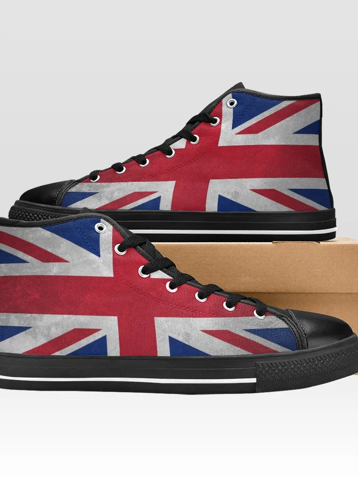 UK Flag British Flag Union Jack Shoes, High-Top Sneakers, Handmade Footwear