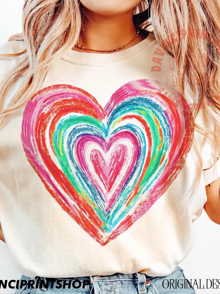 Valentines Day png Sublimation, Valentines heart printable, colorful rainbow heart digital, Valentines love clipart, Happy Valentines day