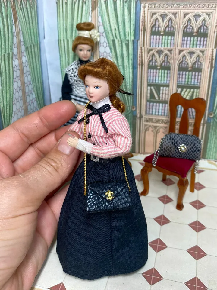 Doll bag. Imitation. 1:12. Doll accessories. Leather bag for a doll.