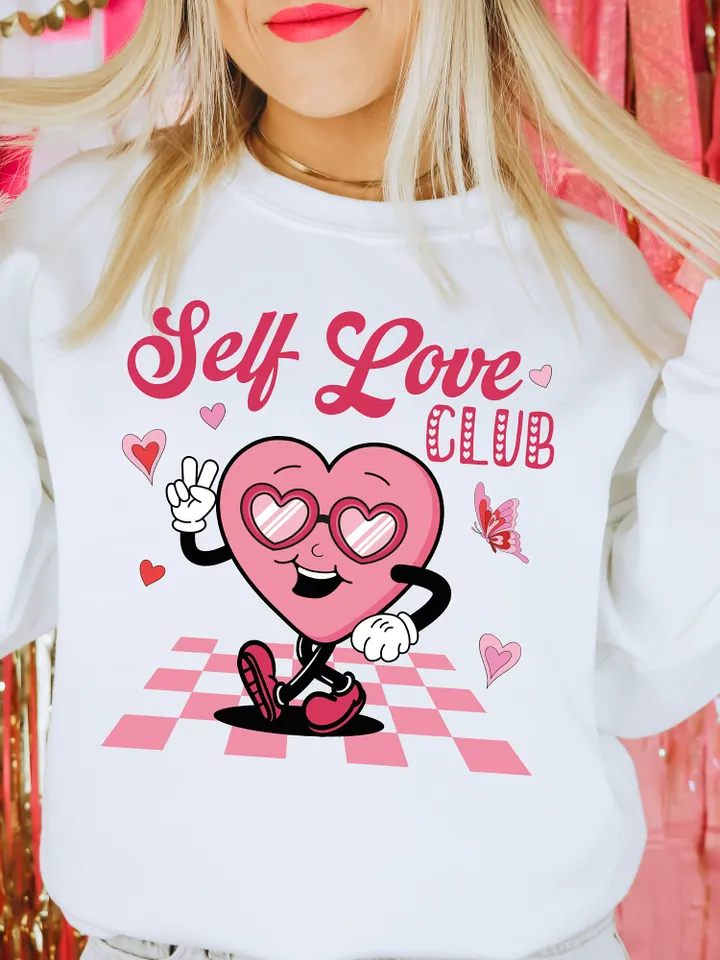Self love club png, groovy Valentine day png, retro valentine png, Valentines Trending Png digital, xoxo retro png, trendy vday tshirt png