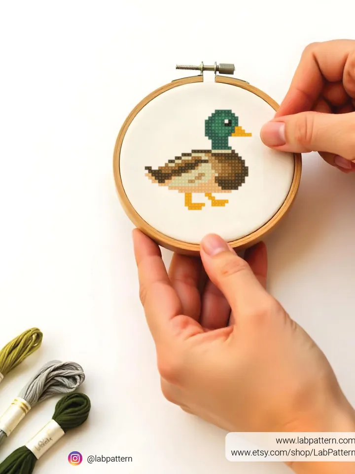 Bundle Mallard Duck cross stitch pattern, Set of 3 Mallard Duck pattern, Tiny, bird, beginner counted, modern chart, DIY, small, instant PDF