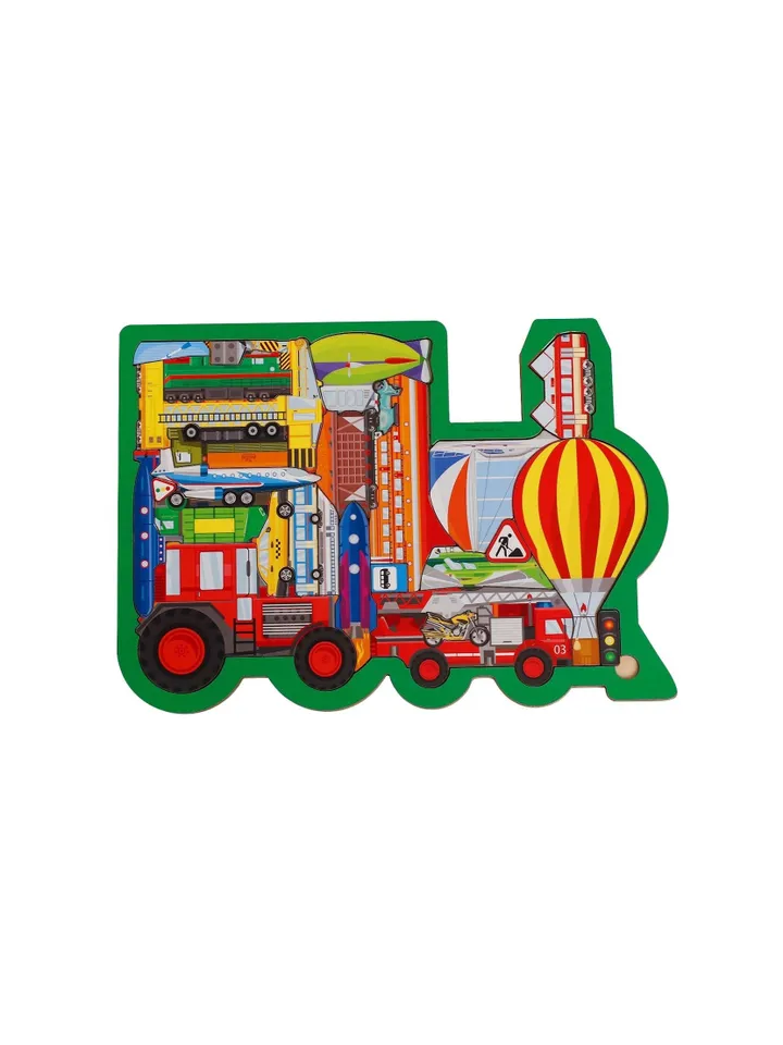 Puzzle board train - transport, Wooden Montessori Toddler Toys Age 3 4 5 year
