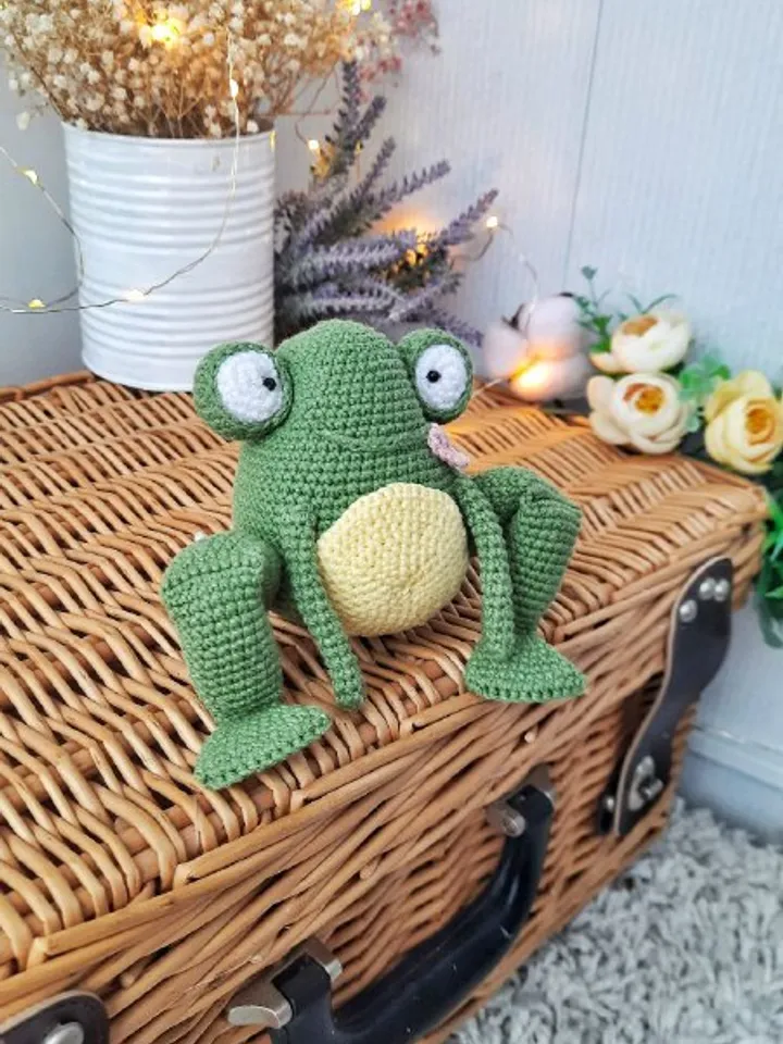 Stuffed frog plush toy. Cute soft frog for baby shower gift.