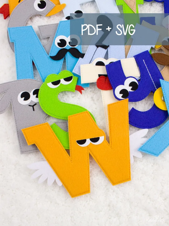 Felt English Alphabet with Eyes - Sewing Patterns