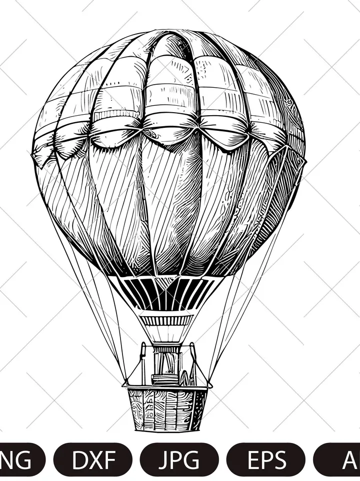 Hot air balloon aerostat sketch/ hot air ballon Vector /Retro