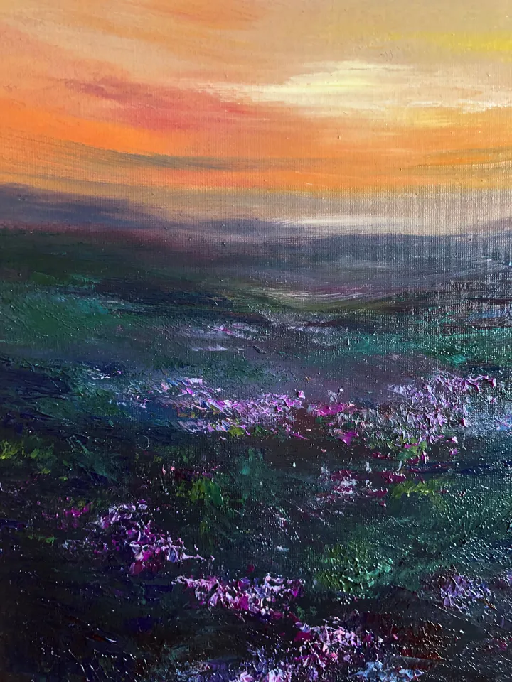 Abstract Painting Original Landscape Oil Painting Sunset Painting Meadow Painting