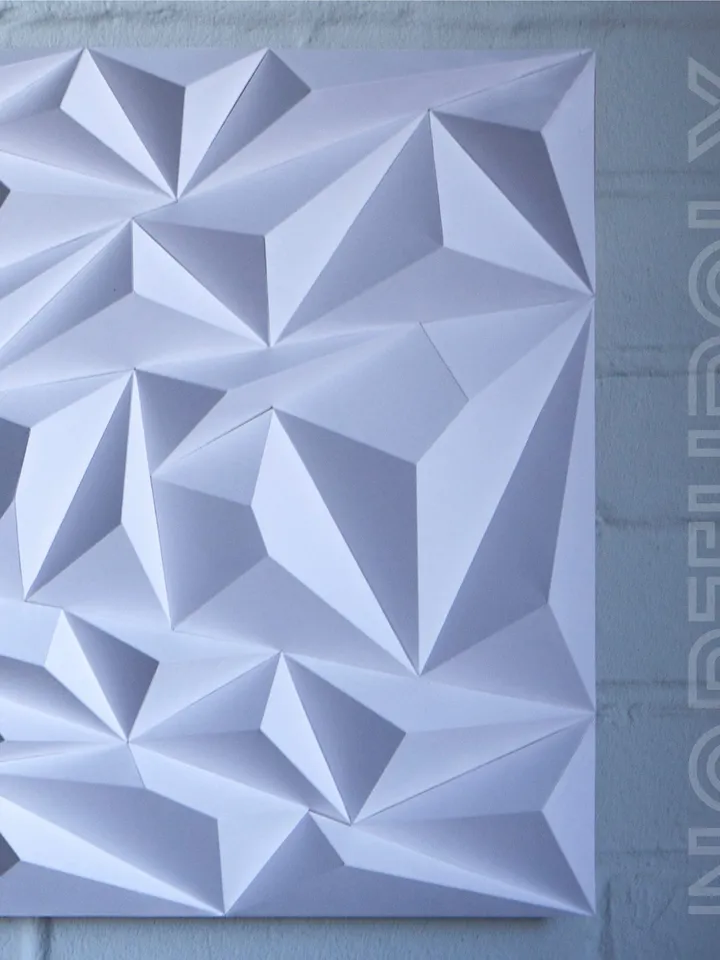 Geometric Pattern Triptych Papercraft, Digital Template, PDF Download, Gurko, 3D Low Poly, Pepakura, DIY Origami Sculpture, Paper Decor