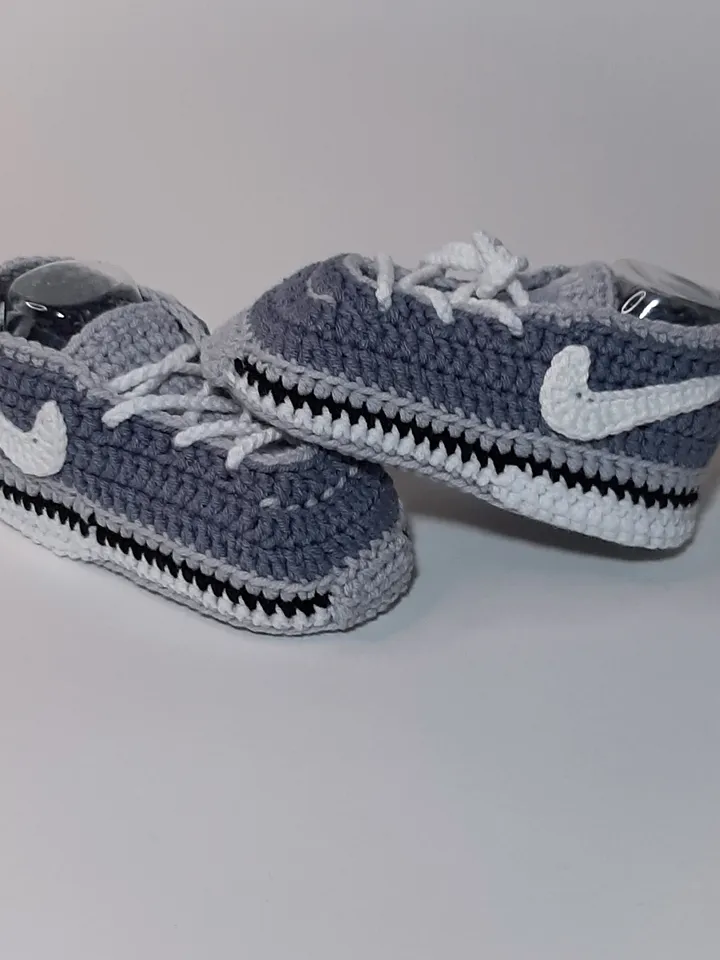 Very soft crochet grey baby socks booties sneakers, baby 6 months anniversary gift handmade, kids slippers for home