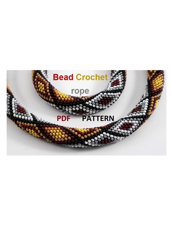 Bead crochet rope patterns for beading «Mosaic» necklace and bracelet. Instant Download, PDF fail