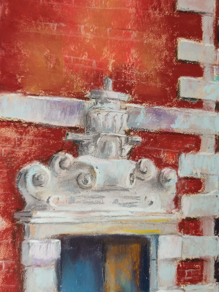 City Street. Original soft pastel drawing.