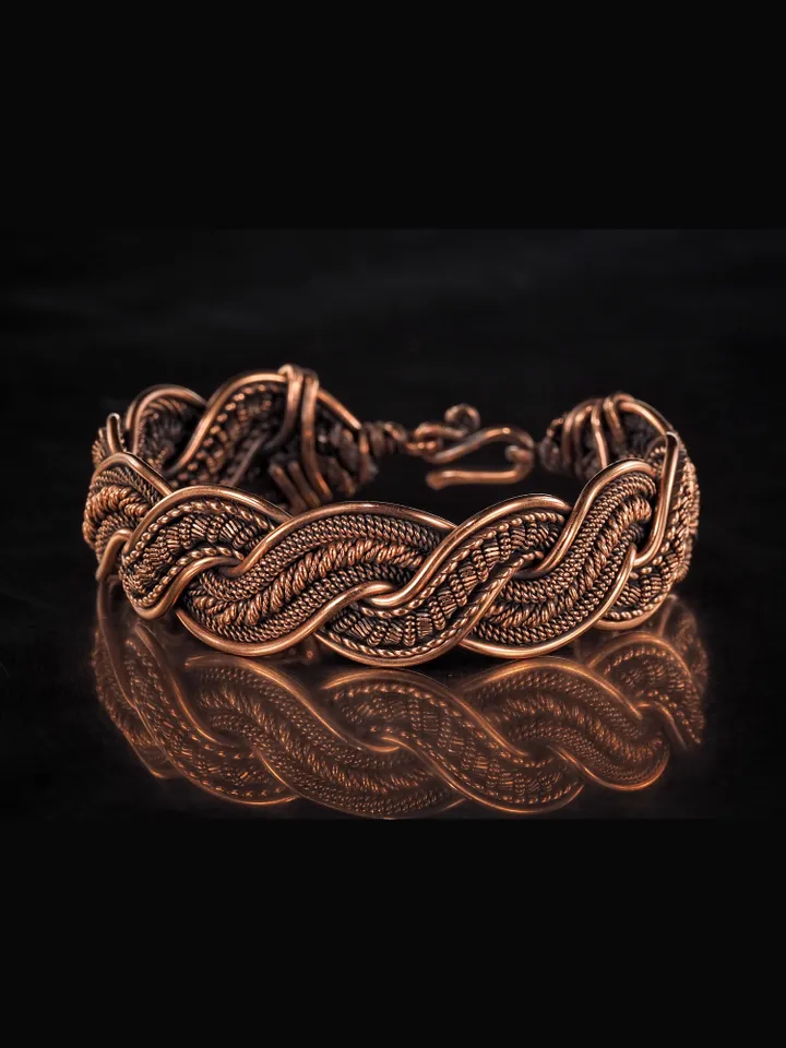 Woven copper wire bracelet Antique style handcrafted copper jewelry Unique gift