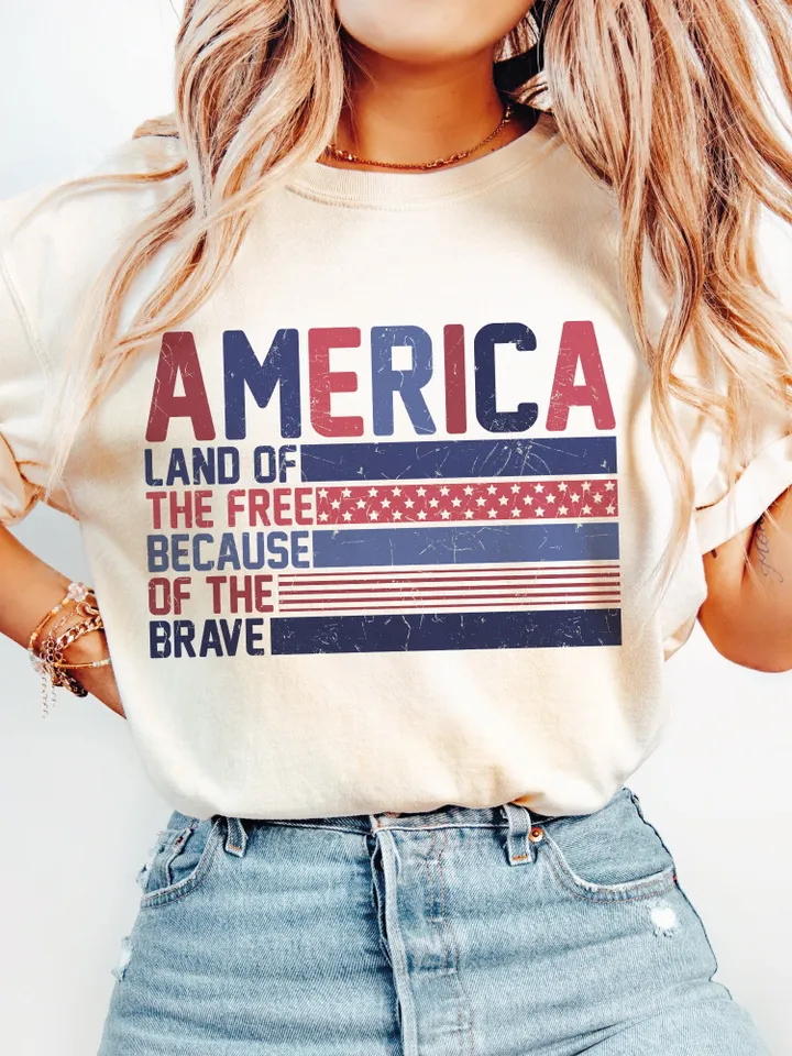 Retro America Png Svg, Land of The Free Because of the Brave ,4th Of July Sublimation PNG, America Png, Patriotic Png,USA Png, American
