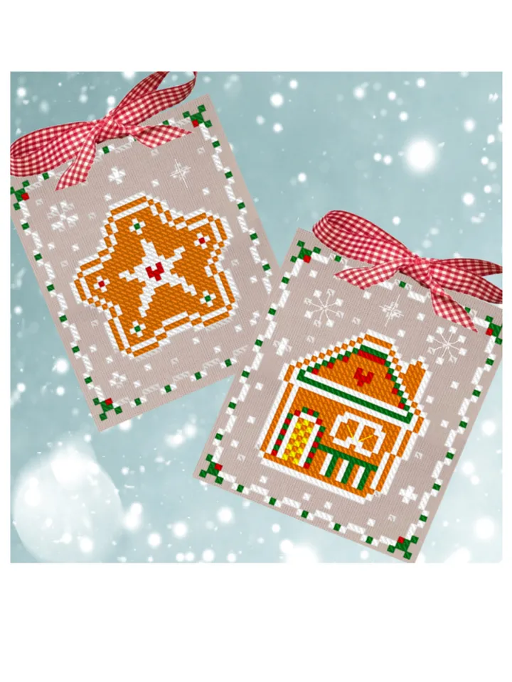 Set of 4 Gingerbread cross stitch pattern, Christmas cross stitch pattern, Christmas ornaments cross stitch pattern pdf