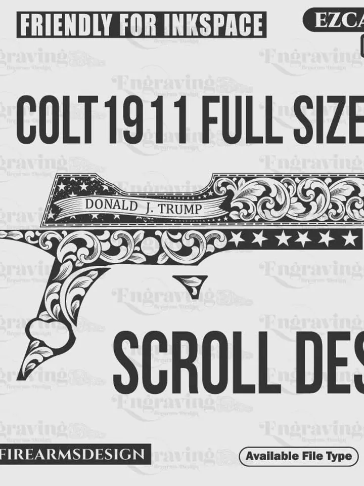 Colt1911 Full Size Trump Design Svg,lasercut,laserengraving,fiberlaser,engravingfiles,laserpattern,engravingdesign,engravingpattern,metalart