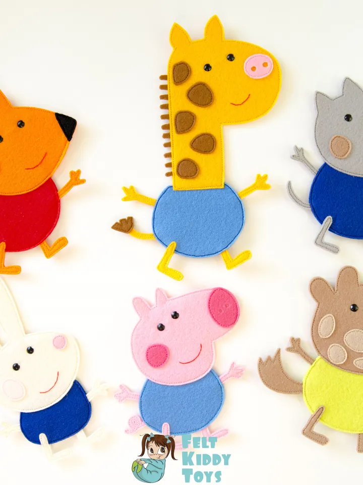Peppa Pig family and friends from felt