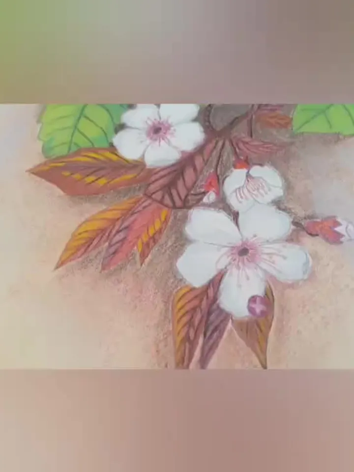 Roses Painting Cherry Blossom Original Art Floral Wall Art Pink Flower Painting