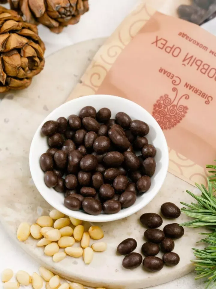 Pine nut kernel in dark chocolate, 60gr.