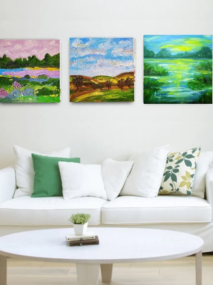 Abstract Landscape Original Oil Painting Impasto Art Miniature 6x6 inches