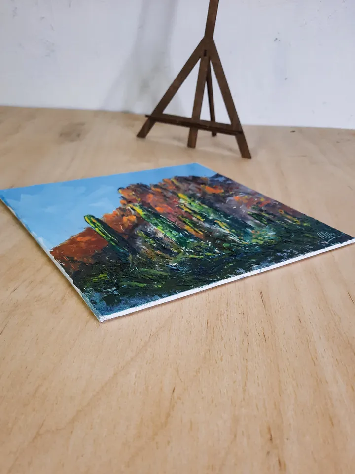 Arizona painting Oil painting Saguaro cactus painting Mountain landscape art Desert painting National park art