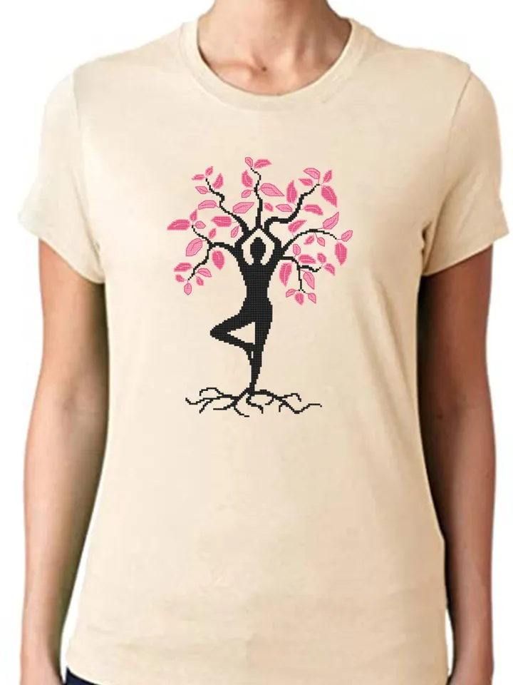 Yoga tree of life cross stitch pattern PDF Woman tree cross stitch Instant download PDF, Yoga decor, Nature yoga cross stitch chart #M191