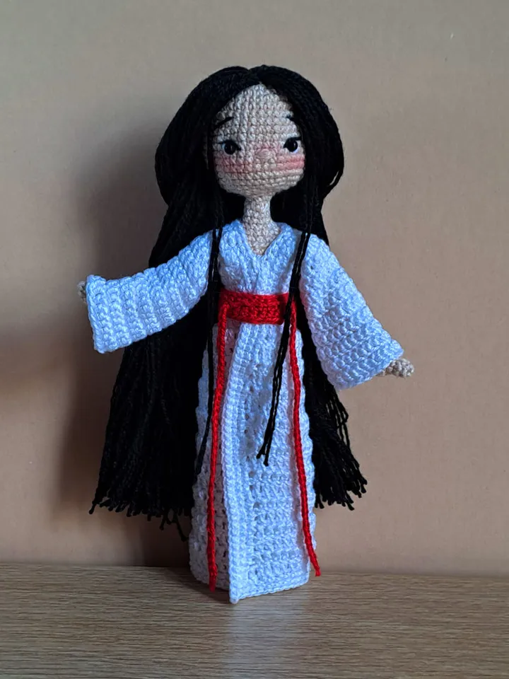 Asian crochet doll, japanese doll, handmade doll, japanese girl, unique doll