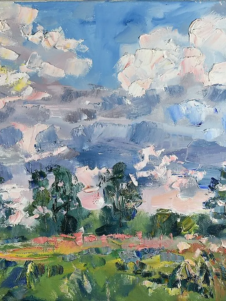 Nature Painting Landscape Artwork Clouds Original Art Impressionism