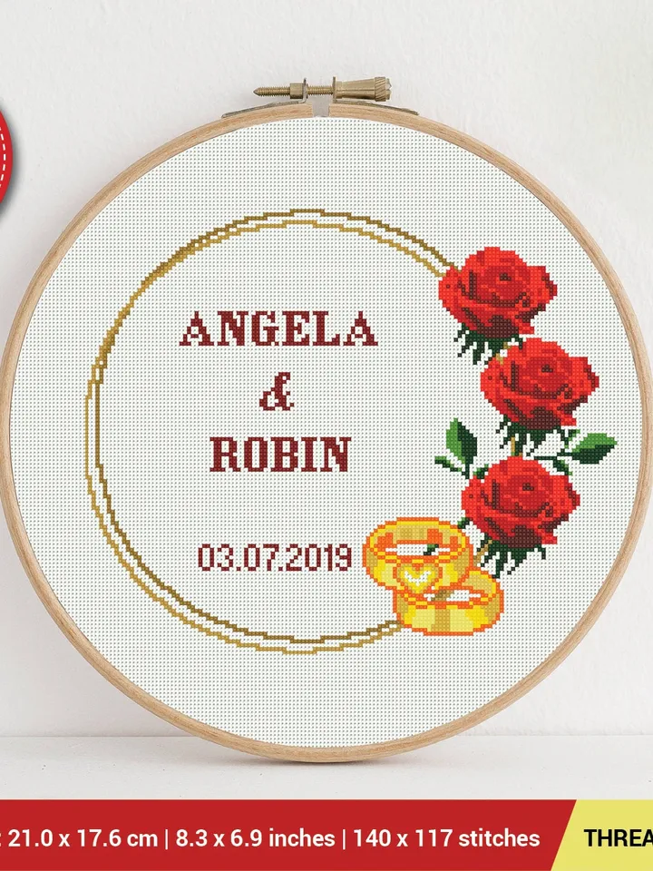 Wedding Date Frame and Alphabet Cross stitch pattern | Embroidery Pattern | Instant Download | Embroidery Designs