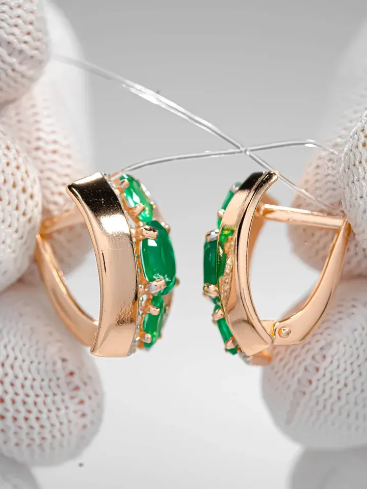 Earrings jewelry Silver gold plated 925 assay value with quartz agate
