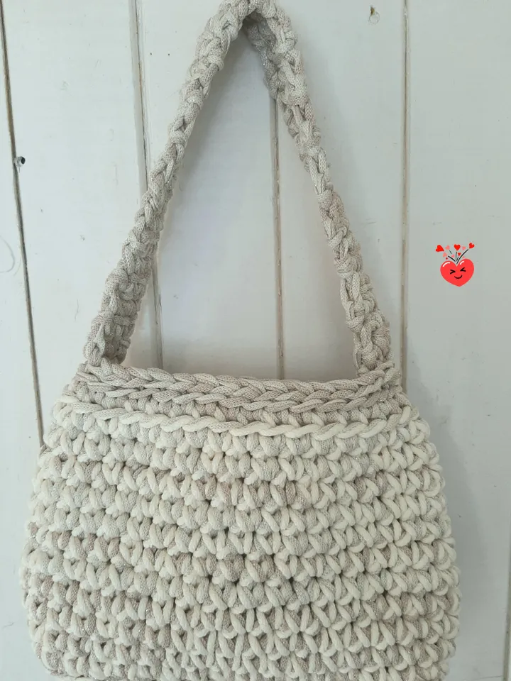 Crochet white Sequined Bag