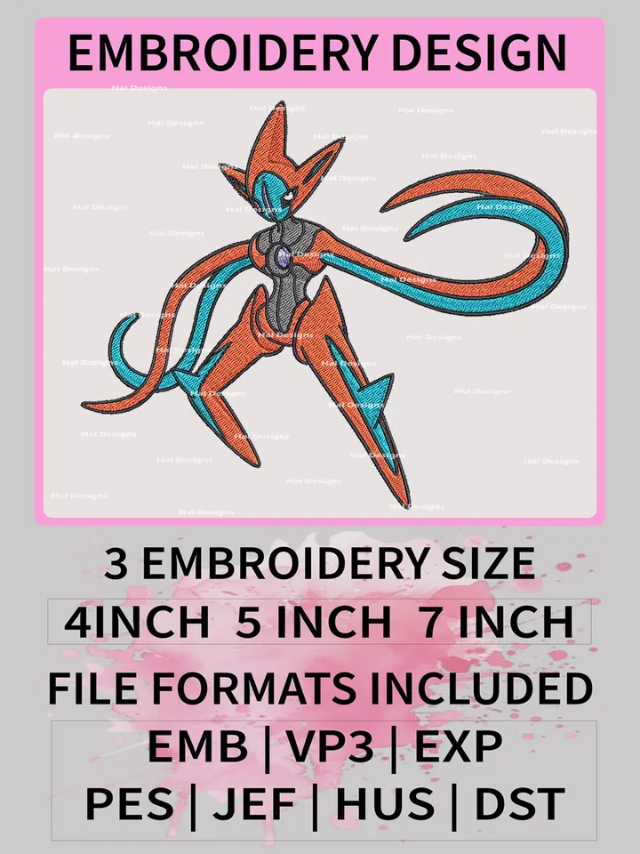 Pokemon Deoxys Embroidery Design, Pokemon Dmbroidery, Anime Design, Embroidery file, Digital download
