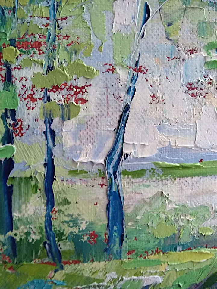 Birch Tree Painting Aspen Tree Original Art Spring Landscape Oil Painting On Canvas Art Forest 12"x16" By Colibri Art