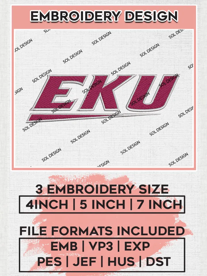 EKU Colonels Logo Machine Embroidery Design, NCAA Eastern Kentucky Colonels Embroidery Design Design files, NCAA Embroidery Designs, NCAA Machine Embroidery Designs, Digital Download