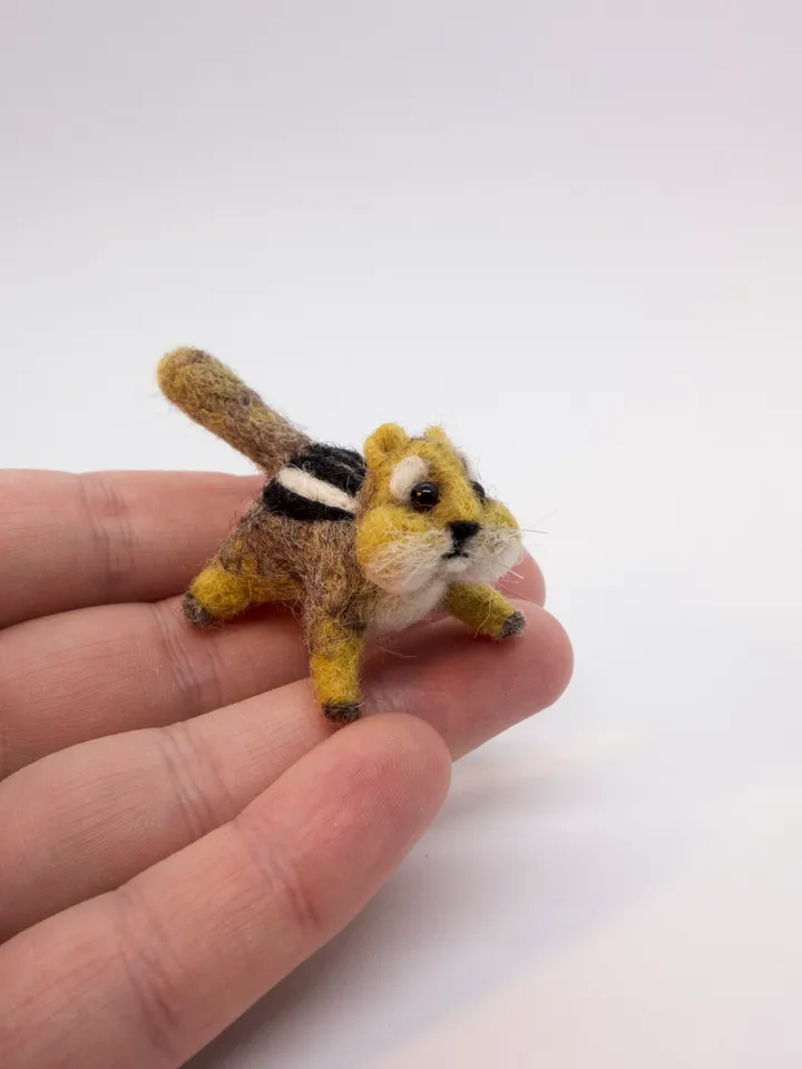 Cashew the chipmunk, miniature needle felted animal, gift for her, tiny chipmunk, made to order