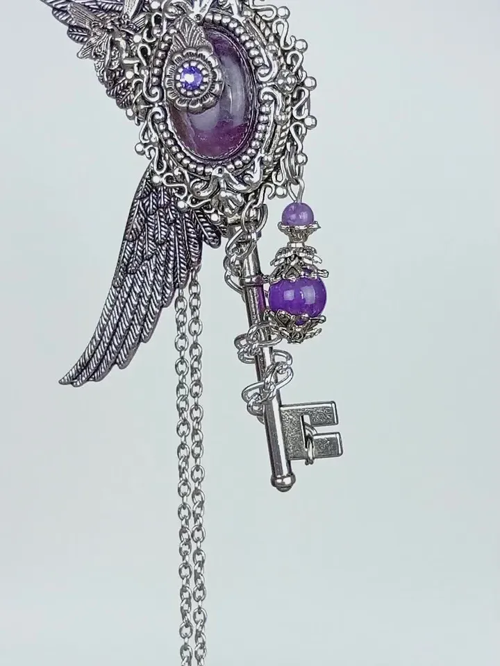 Fantasy Vintage Amethyst Key Necklace
