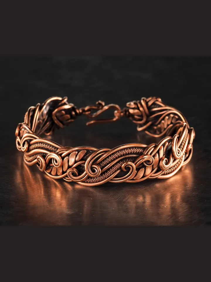 Copper wire wrapped bracelet for woman 7th Anniversary gift Small size bracelet Antique style copper Jewelry