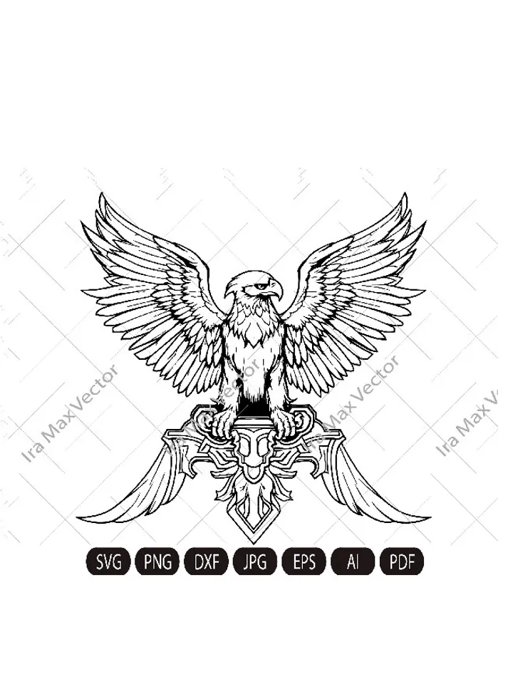 Heraldic eagle svg, eagle svg, Tribal Eagle Spread Wings,cut file american eagle, american svg, america svg, army eagle, american eagle