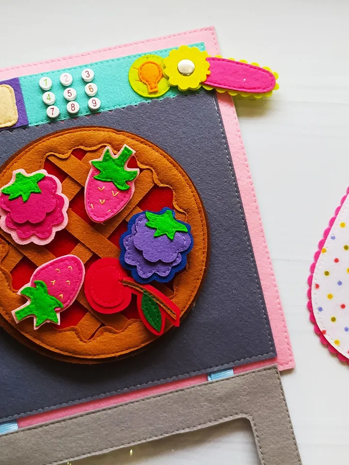 Kitchen Quiet book Pattern , Cooking Felt book pattern pdf, Soft sensory book template, Busy book sewing ideas for girl 2, 3, 4 year old
