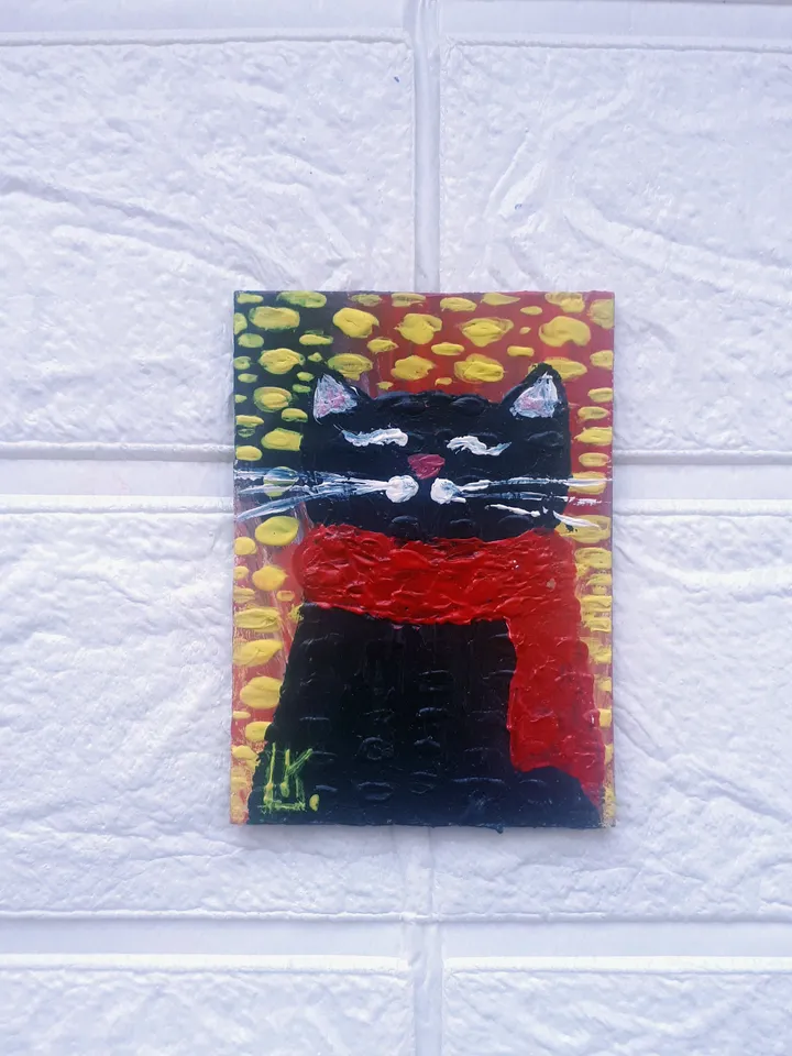 Black Cat ACEO Original Art, Cat Lovers Collectible