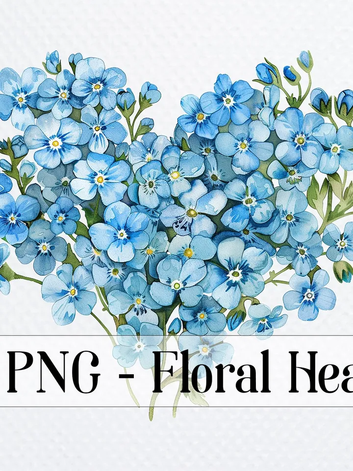 18 Floral Heart PNG Budnle, Сherry blossoms clipart, Forget me not, Watercolor clipart for sublimation,  Digital download, Paper craft
