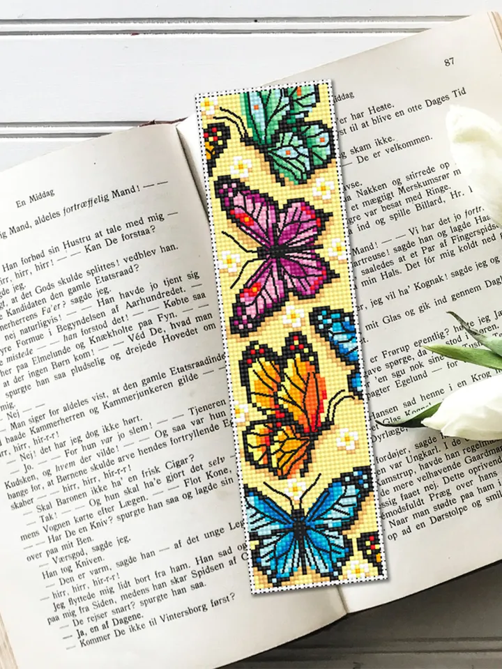 Butterfly bookmark cross stitch pattern PDF download Watercolor butterfly cross stitch chart, Bookmark digital PDF, Butterfly ornament #B158