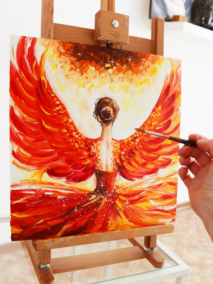 Phoenix Goddess Oil Painting Woman Phoenix Art Original Phoenix Angel Artwork Phoenix Girl Wall Art . MADE TO ORDER