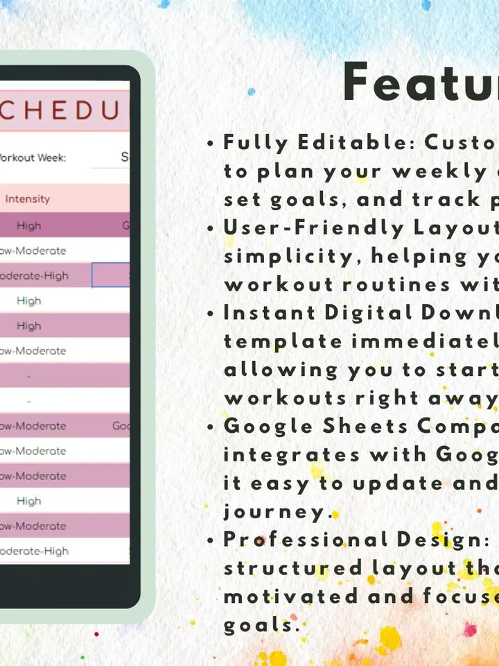 Editable Workout Schedule Template | Easy to Use Digital Download | Google Sheets Fitness Planner for Effective Workouts