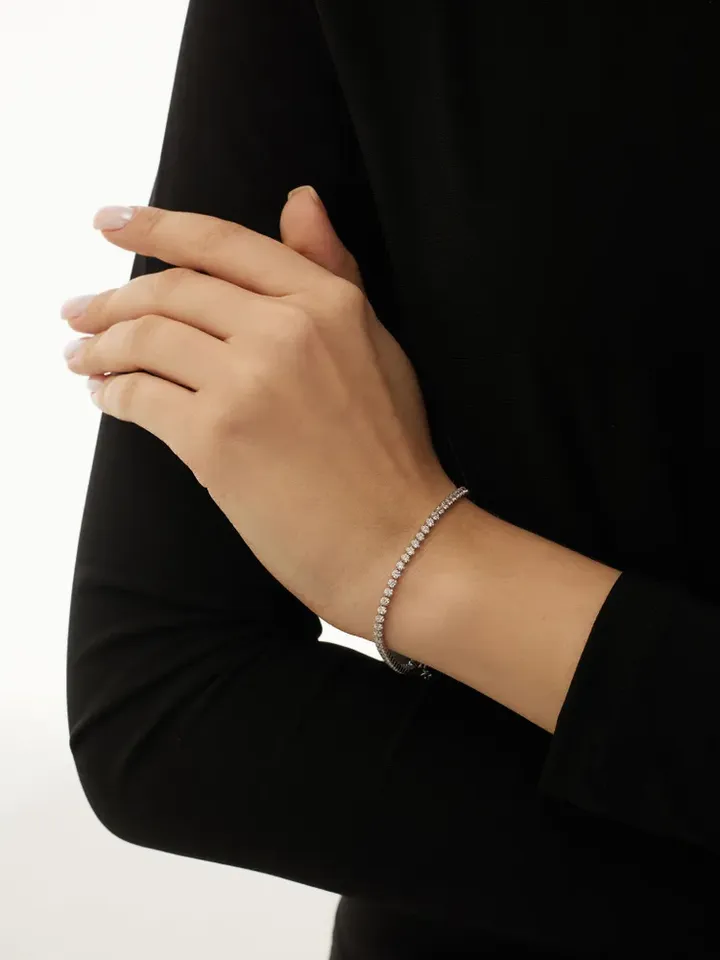 Bracelet for women's hand silver 925 tennis with cubic zirconia