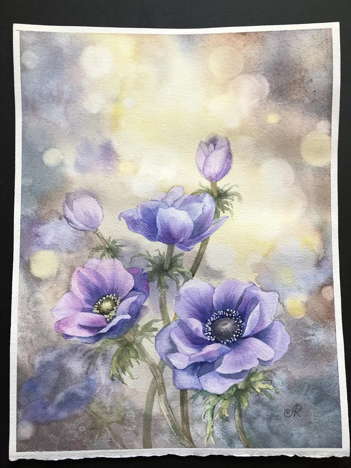 Flowers Original Painting Anemones Painting Floral Watercolor Wall Art